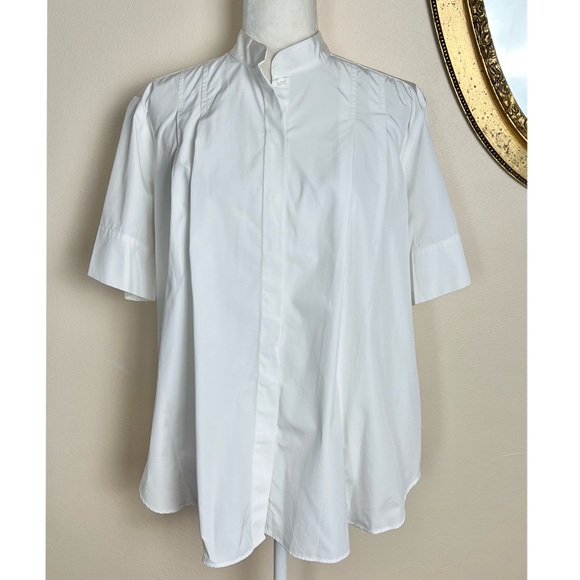 Mela Purdie SS Tuck Shirt White Button Down Blouse Size Medium relaxed - Picture 16 of 16